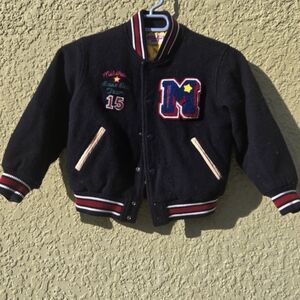 Vintage Kids Miki House Jeans Varsity Letterman Jacket Navy